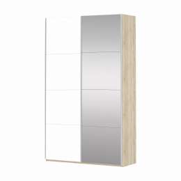 прайм 2-дверный (120) Зеркало/Белое стекло
