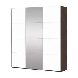 прайм 3-дверный (210) Белое стекло/Зеркало/Белое стекло