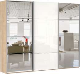 прайм 3-дверный (180) Зеркало/Белое стекло/Зеркало 