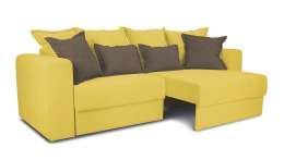 Диван «Раймонд» (Neo 08 (рогожка) желтый подушка Neo 04 (рогожка) светло-коричневый)