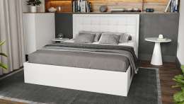 Кровать с подъемным механизмом «Ника» (Кожзам Белый) 2000x1600мм (Т)