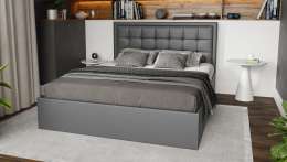 Кровать с подъемным механизмом «Ника» (Кожзам Серый) 2000x1600мм (Т)