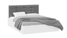 Кровать с подъемным механизмом «Тесса» (Белый Жемчуг/Рогожка серая) 2000x1600мм (Т)