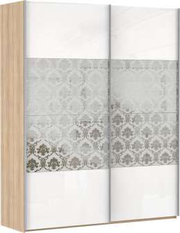 Эста 2-х дверный, стекло белое, стекло Барокко (160)