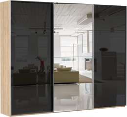 Эста 3-х дверный, 8 стекло черное, 4 зеркало (240)